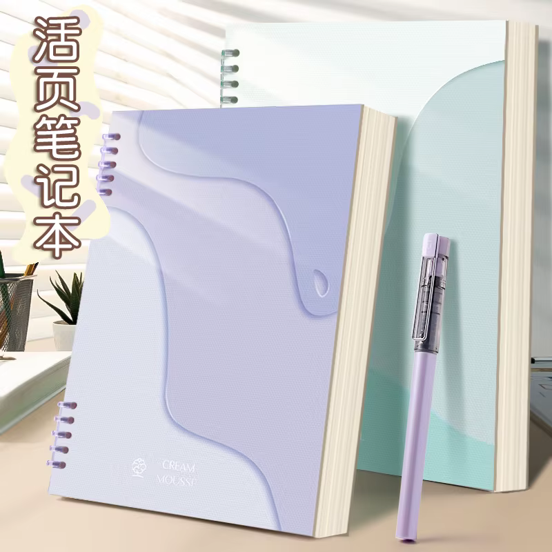 Detalle del sistema de espiral y apertura completa de la carpeta