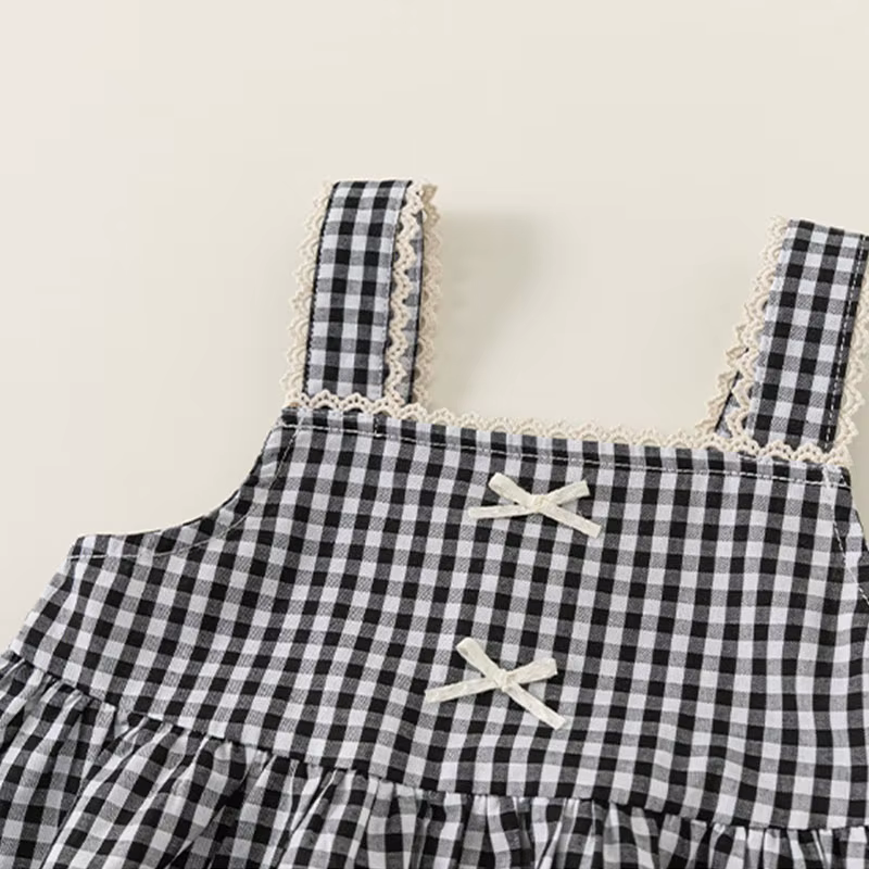 Vestido de bebé sin mangas con lazo y cuadros de verano para niña - imagen 4