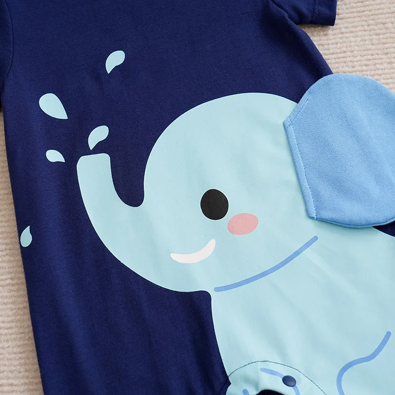 Pelele de verano de manga corta azul para bebé recién nacido - imagen 4