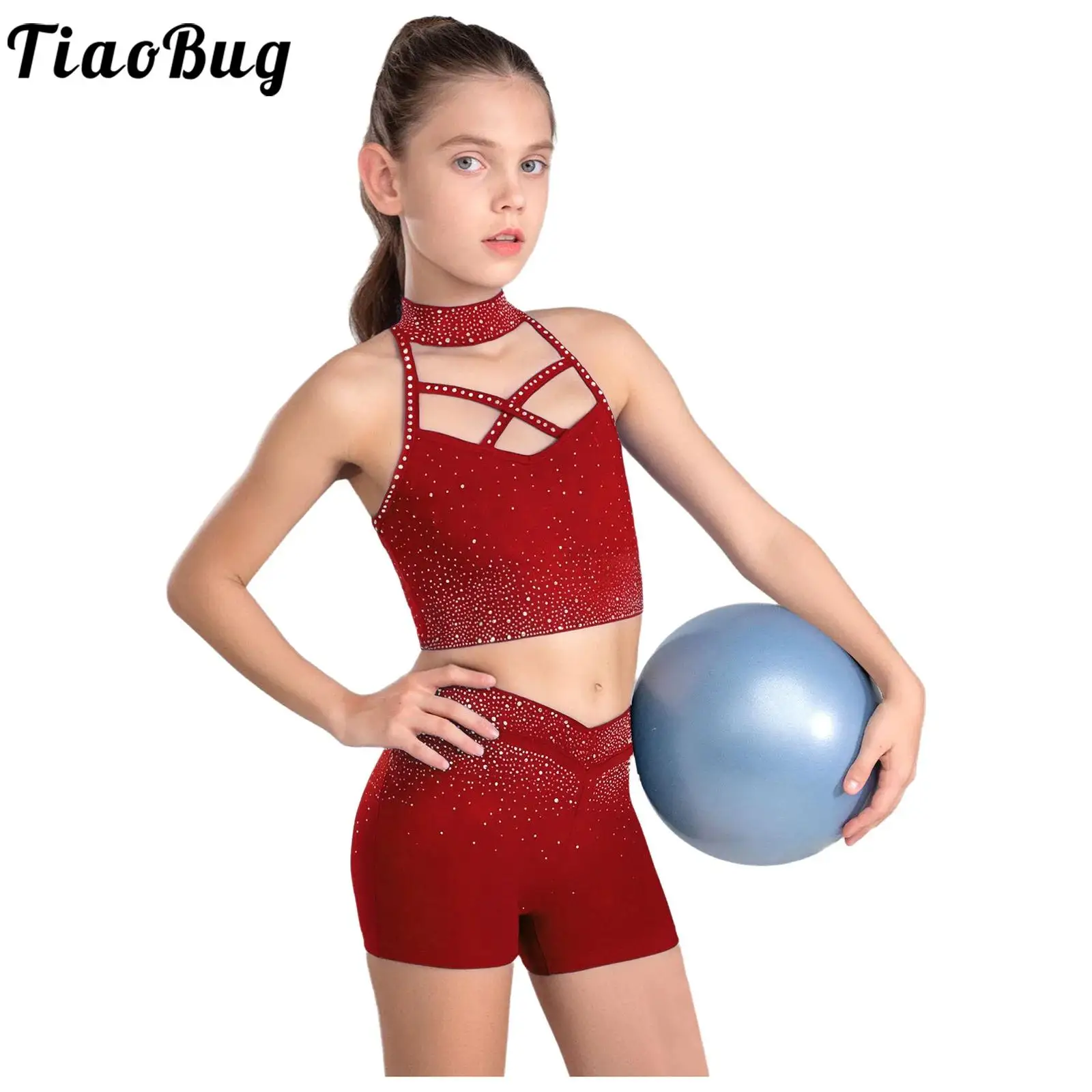 Traje de gimnasia y ballet para niña con top y short - imagen 3