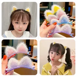 Pinzas para el pelo de peluche de gato infantiles con orejas