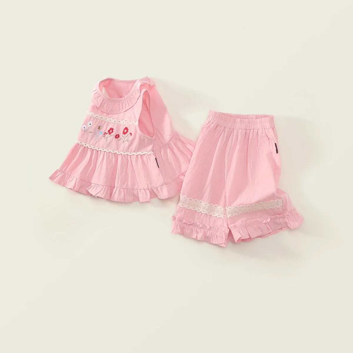 Conjunto de verano bebé sin mangas con flores y pantalón corto - imagen 5