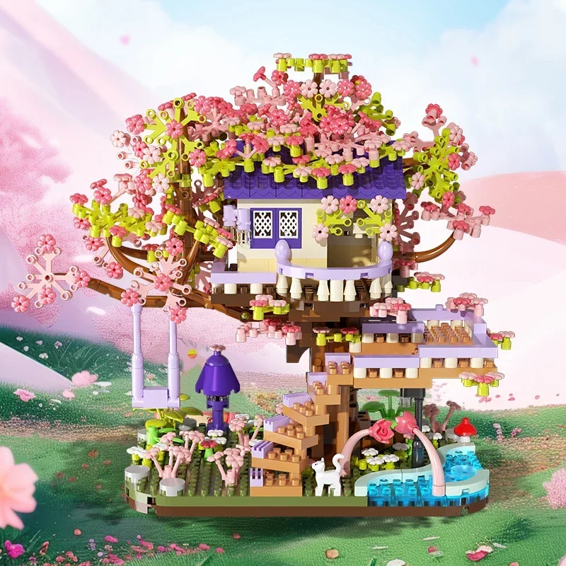 Casa del árbol floral con bloques de construcción para niños - imagen 4