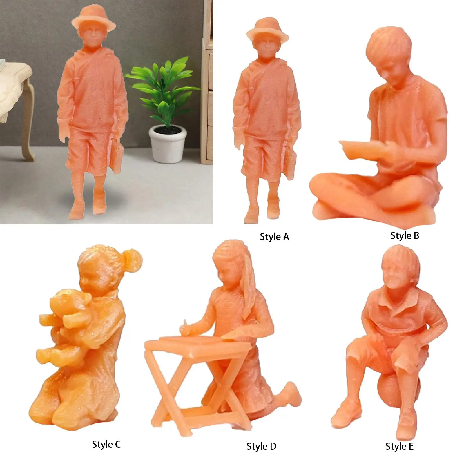 Figura de diorama de resina sin pintar para casas de muñecas - imagen 2