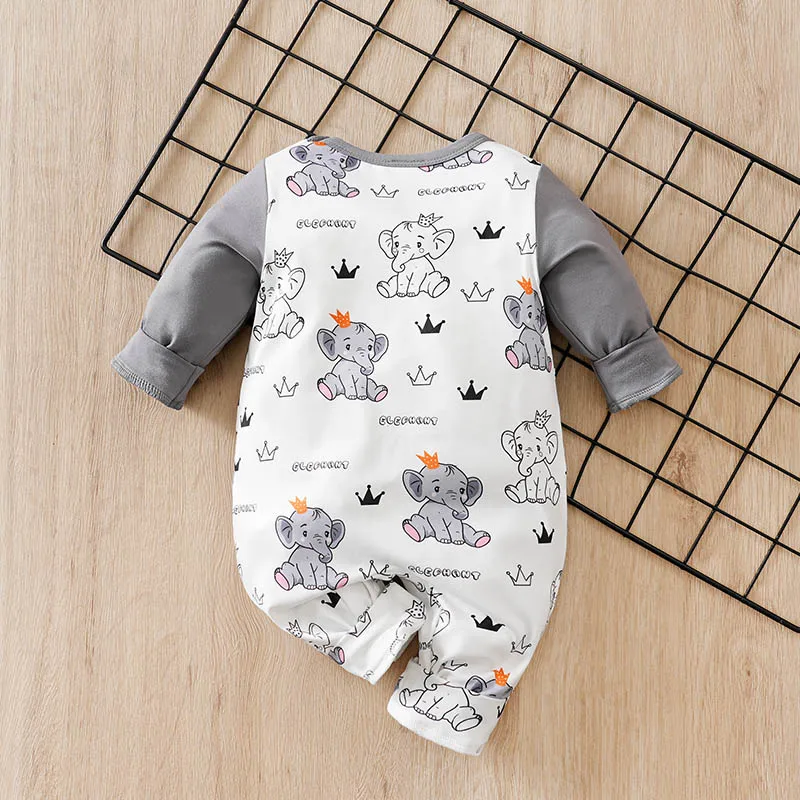 Pijama mono bebé recién nacido manga larga con elefantes - imagen 2