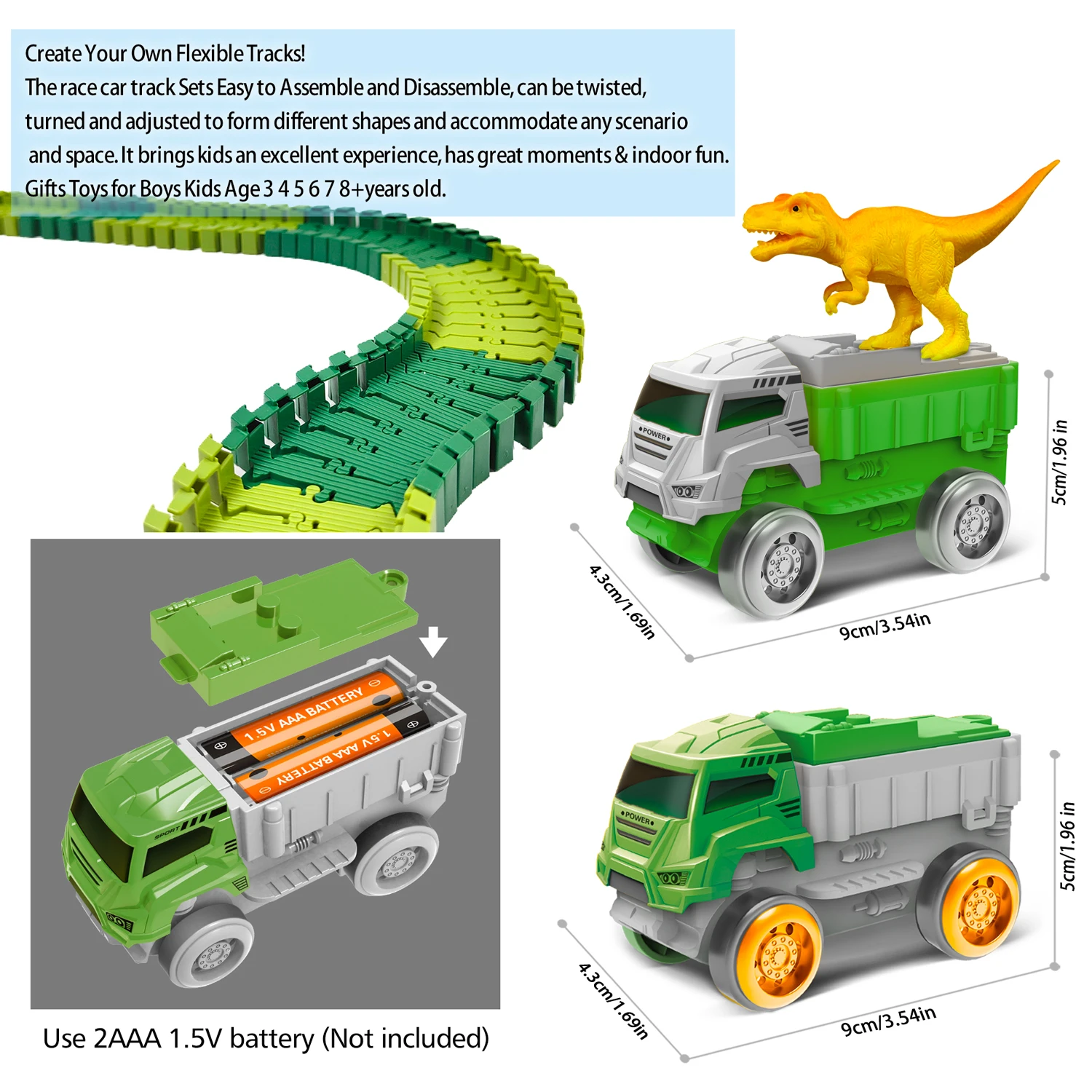 Coche de juguete eléctrico pista dinosaurio – Educativo para regalo - imagen 4