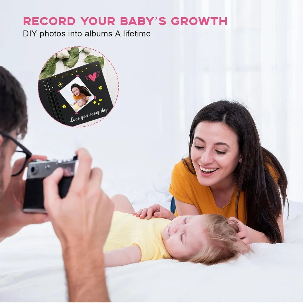 Álbum de fotos para bebé con bolsillos y diario de hitos de recuerdos