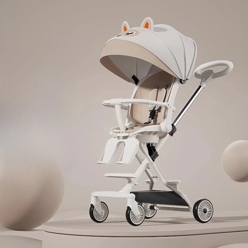 Cochecito de bebé plegable ligero con manillar ajustable y asiento