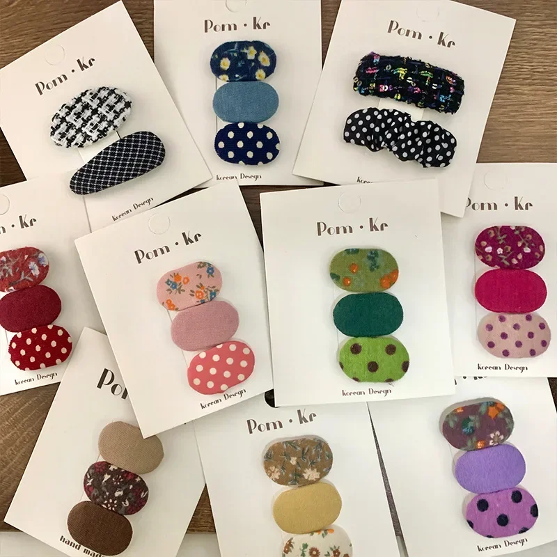 Pinzas de pelo mini ovaladas con estampado punteado para niñas - imagen 4