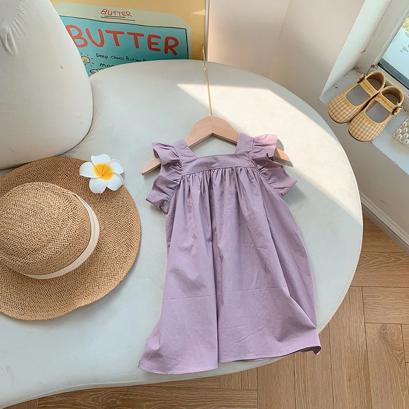 Vestidos verano niña – Manga acampanada y cuello cuadrado - imagen 2