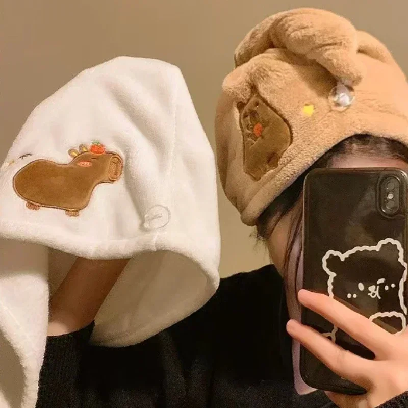 Capibara Gorro de felpa con dibujos - Toalla de baño suave kawaii - imagen 4