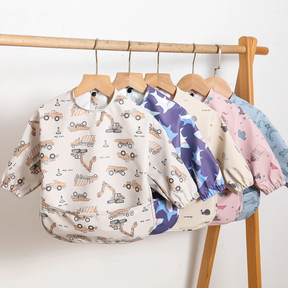 Bata de alimentación impermeable para bebé – Manga larga con animales - imagen 3