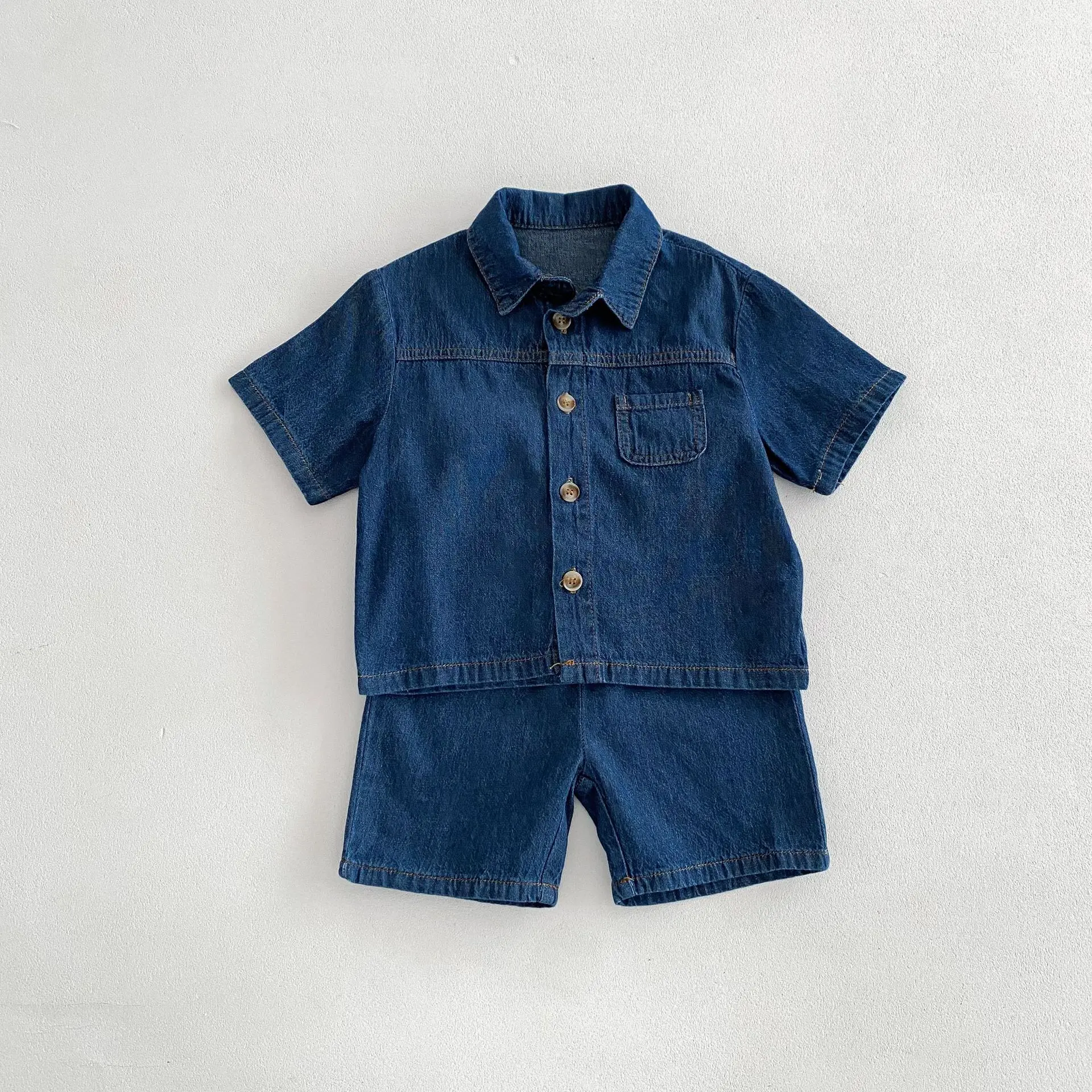 Milangel Conjunto Vaquero Infantil Camisa y Pantalones Cortos