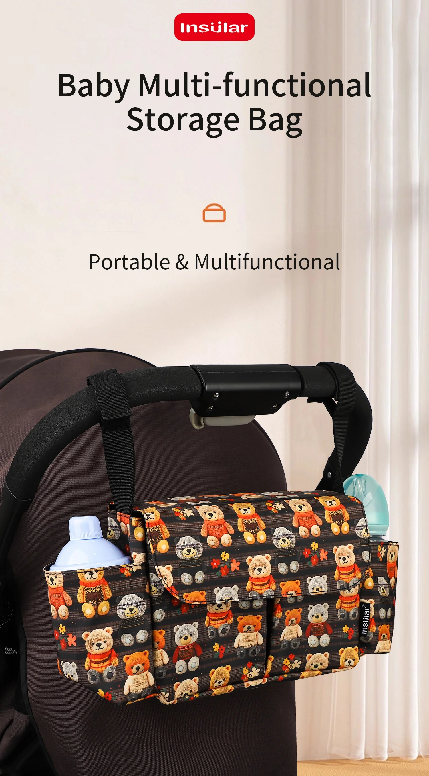 Bolsa para cochecito de bebé insular, vista general