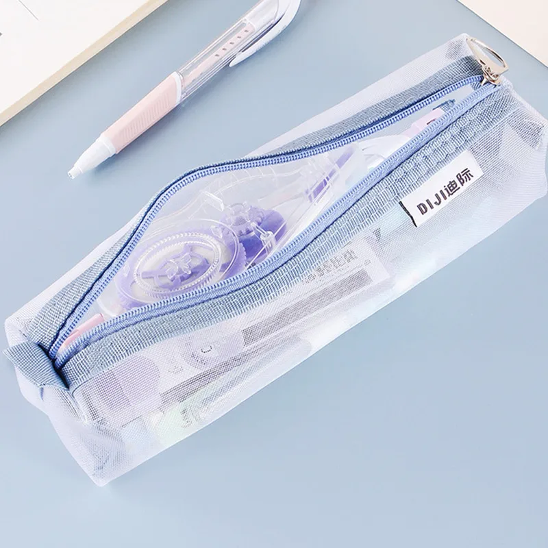Estuche escolar transparente de malla para bolígrafos con cremallera - imagen 3
