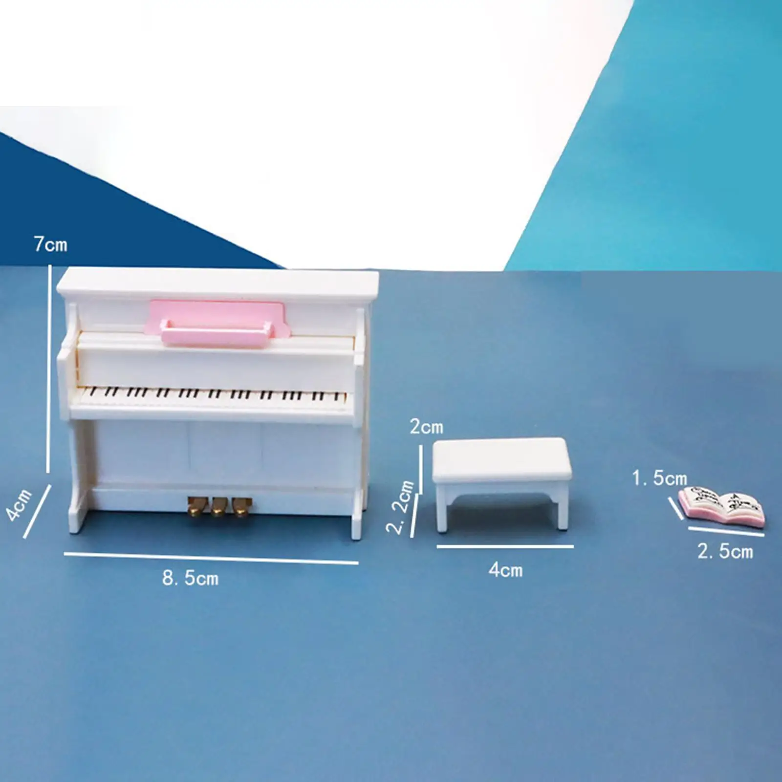 Mini taburete blanco en miniatura para casa de muñecas