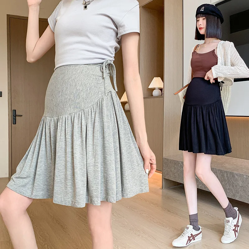 Falda premamá plisada de cintura alta para verano – Elegante - imagen 5