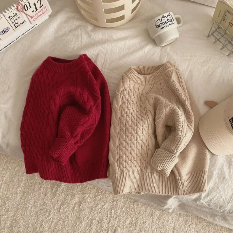 Suéter de invierno para niños punto suave vintage cuello redondo - imagen 5