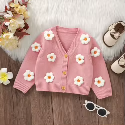 Jersey de punto bebé cuello en V manga larga para otoño