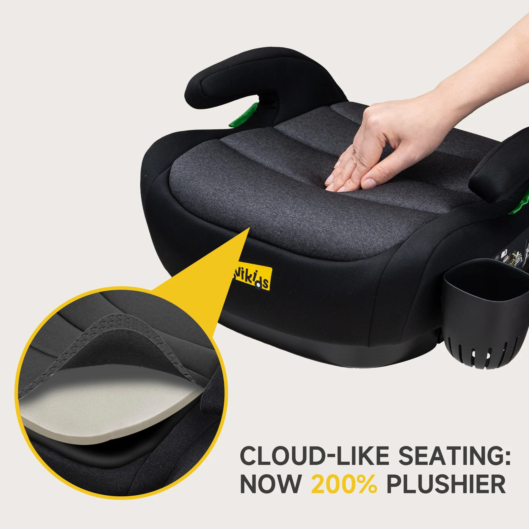Jovikids asiento elevador portátil para coche con portavasos OHHO - imagen 2