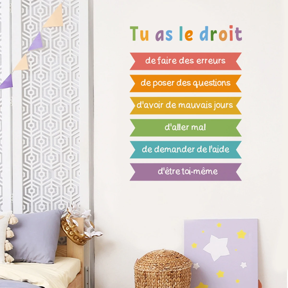 Pegatina de pared emoticono francés de expresión emocional infantil - imagen 3