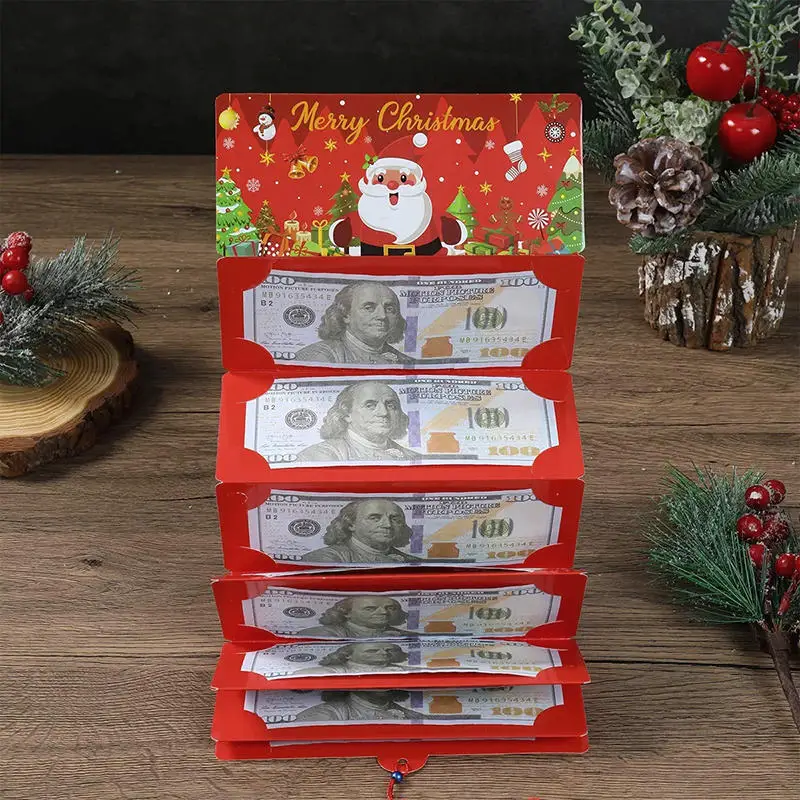 Sobre de Navidad rojo con ranuras para tarjetas Papá Noel sorpresa - imagen 5