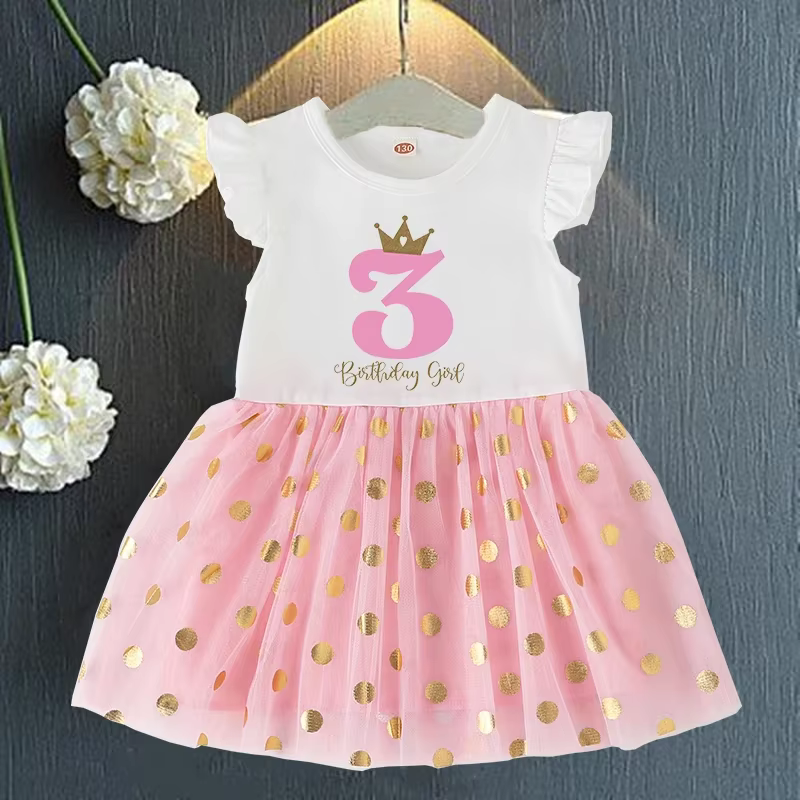 Vestido tutú rosa de cumpleaños para niña