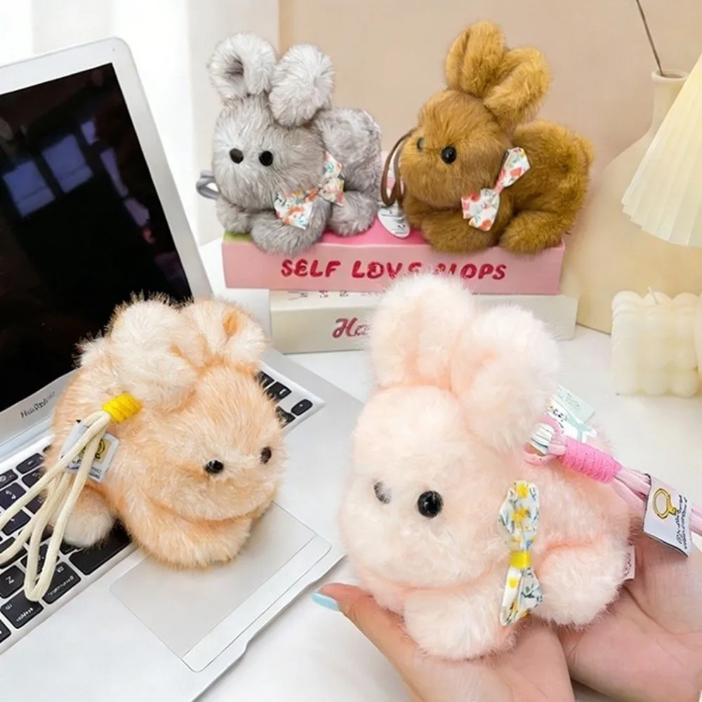 Llavero de peluche con conejo y lazo suave para bolso - imagen 2