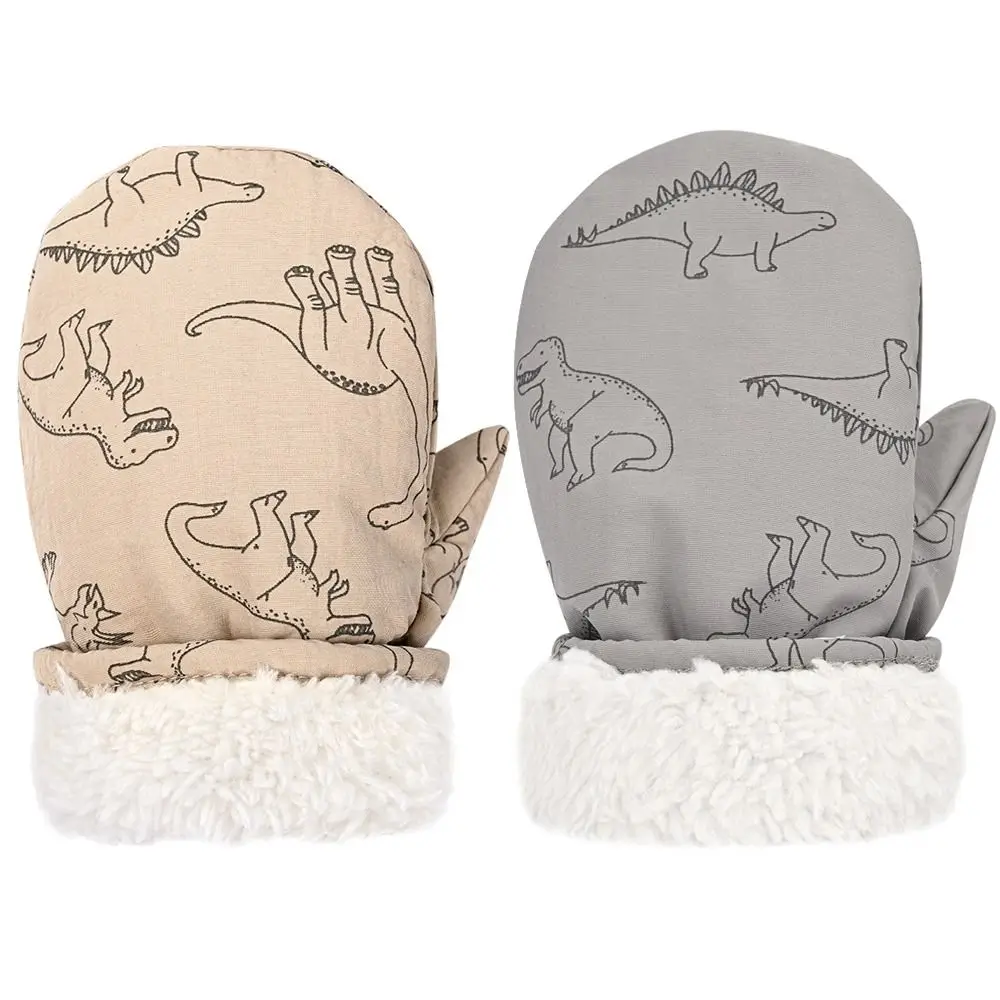 Guantes de invierno bebé con forro polar grueso y dinosaurios - imagen 5