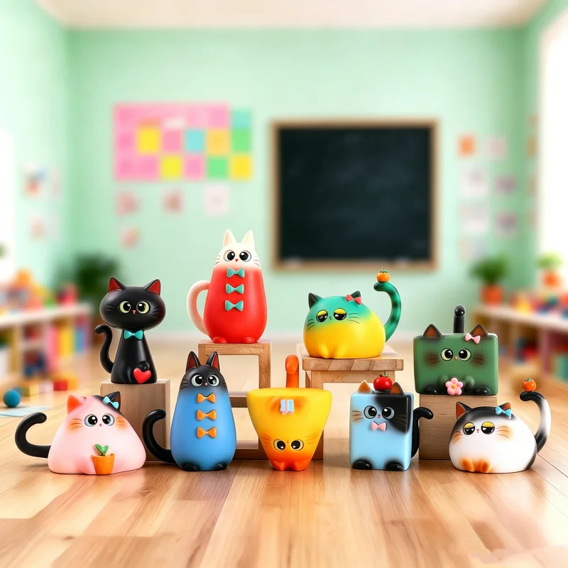 Caja sorpresa de gatos de colores con figuras coleccionables - imagen 2