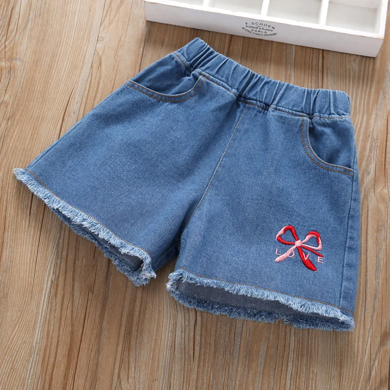 Pantalones cortos vaqueros con lazo para niña – pierna ancha - imagen 5