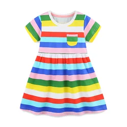 Vestido de algodón veraniego para niñas estilo princesa con arcoíris