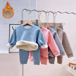 Conjunto de invierno infantil de algodón polar: sudadera y pantalón