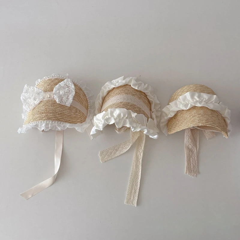 Sombrero de paja con encaje frontal