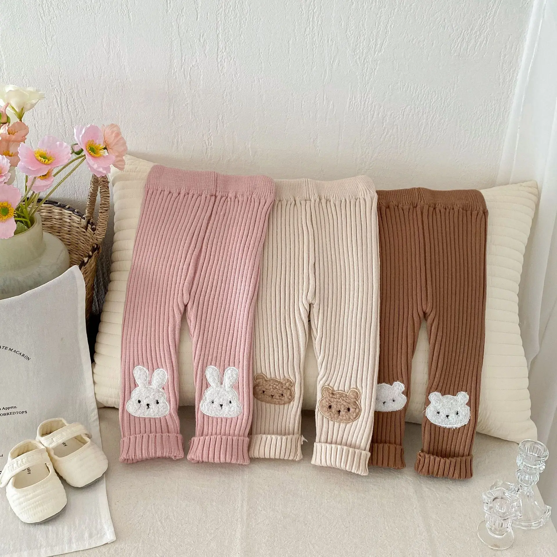 MILANCEL Mallas tejidas otoño – Pantalones bebé con dibujos - imagen 4