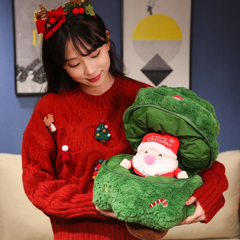 Almohada de felpa Papá Noel Elk decoración sofá Navidad
