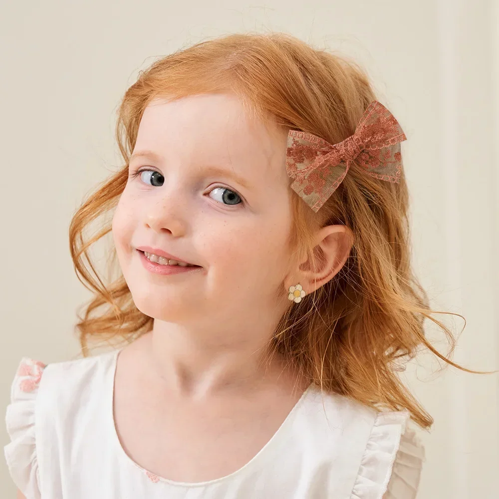Pinzas de pelo para niñas con lazo de encaje artesanal - imagen 3