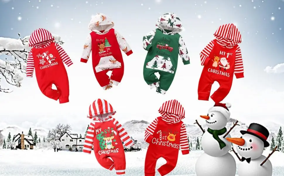 Mameluco de bebé con capucha y diseño navideño