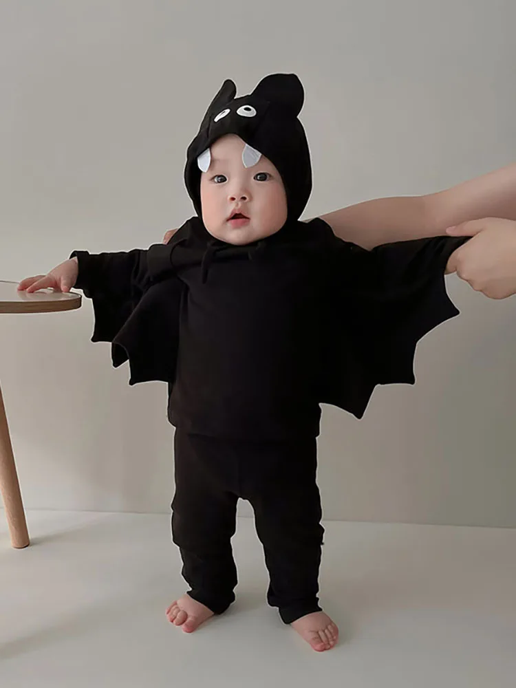 Milangel conjunto Halloween bebé: camisa murciélago y pantalón - imagen 3