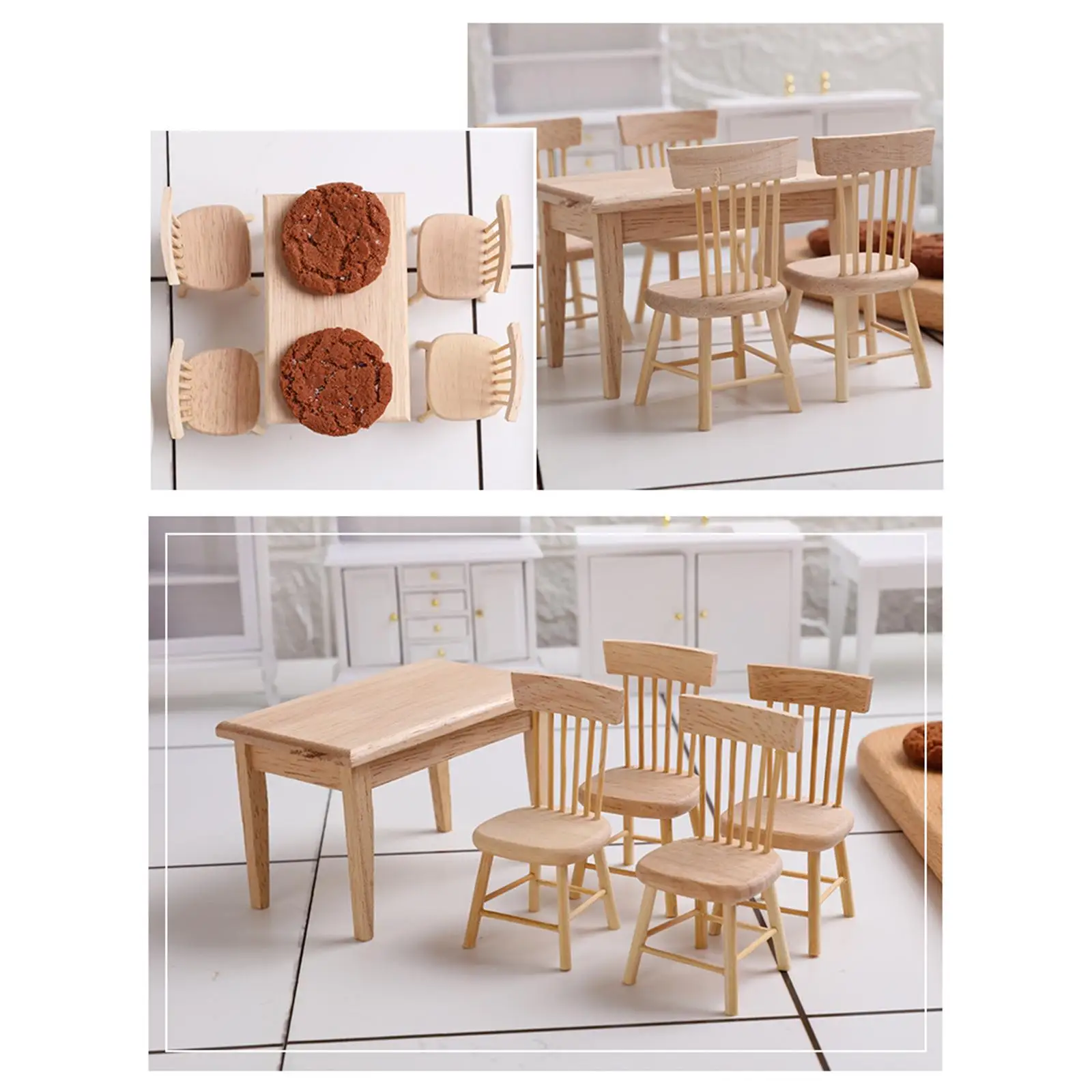 Mesa y sillas de hierro en miniatura, juego para casa de muñecas - imagen 5