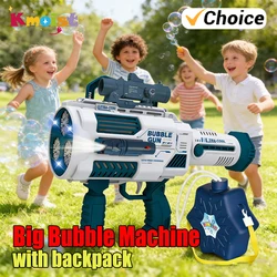 Pistola de burbujas eléctrica con mochila, para niños
