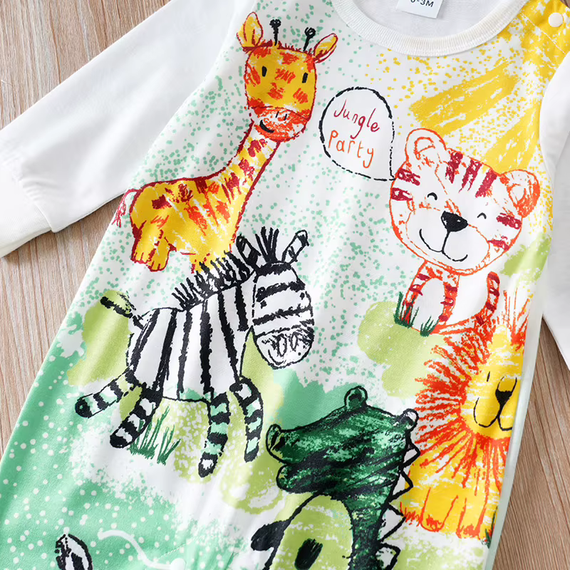 Pelele recién nacido de manga larga con estampado animal para bebé - imagen 5