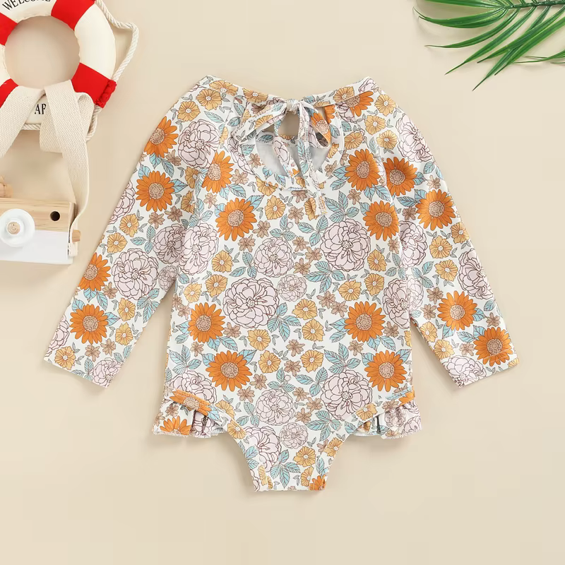 Bañador de manga larga Tregren con estampado floral para niña - imagen 3