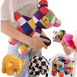 Peluche elefante Elmer suave de animales, almohada para niños tiernos