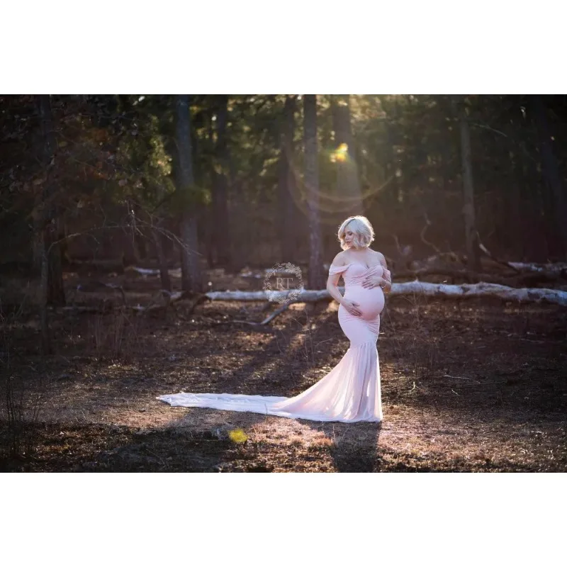Vestido de embarazo para sesión fotográfica en algodón y gasa - imagen 2