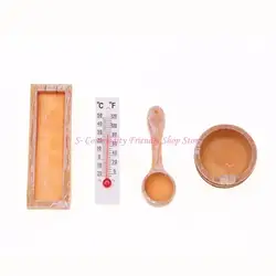85AE Accesorio en madera detallado para mini casita spa de muñecas
