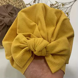 Turbante acanalado con lazo para bebé niña, otoño e invierno