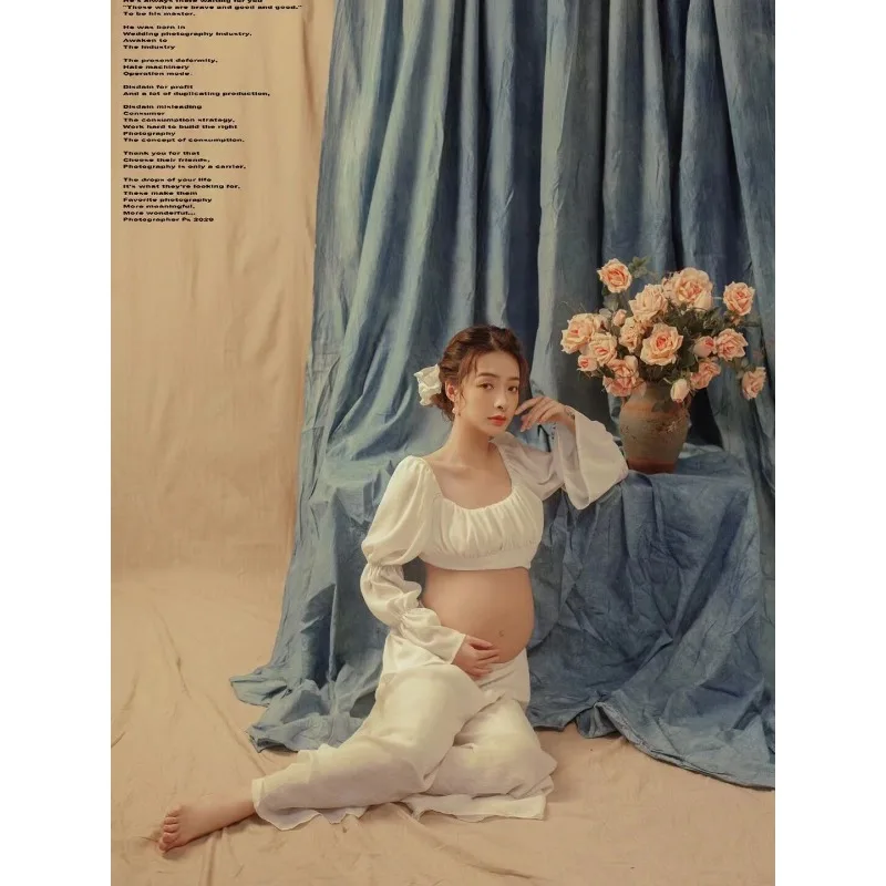 Vestido de maternidad vintage largo maxi suave para sesiones de fotos - imagen 5