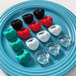 Anillos de corazón en resina acrílica para niña tono melocotón