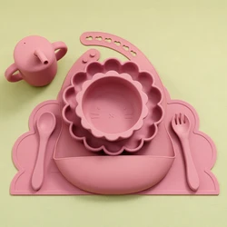 Set alimentación silicona bebé – Babero león, plato y cubiertos